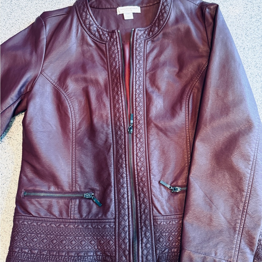 Women's Burgundy Leather Jacket
